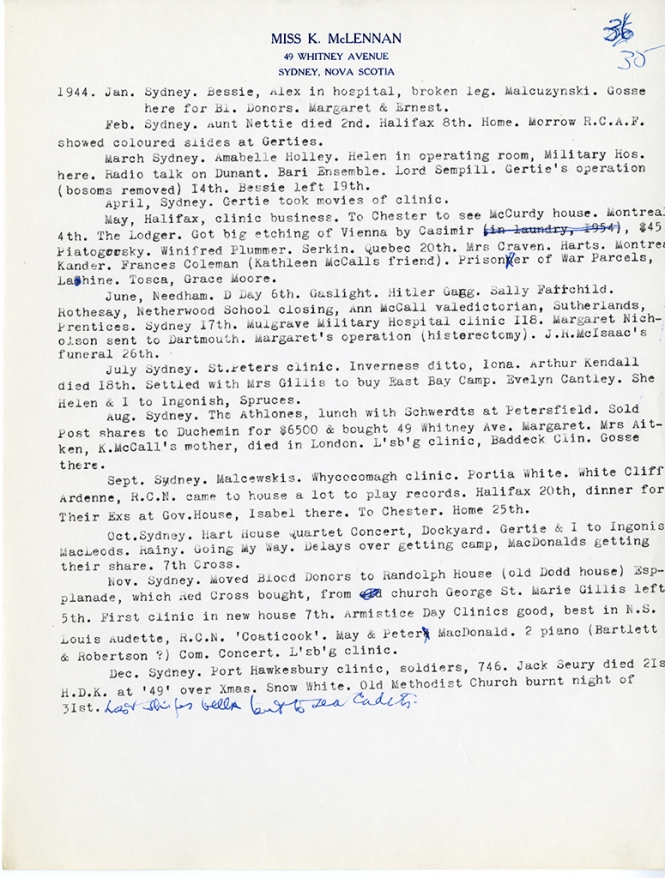 Katharine McLennan's Diary